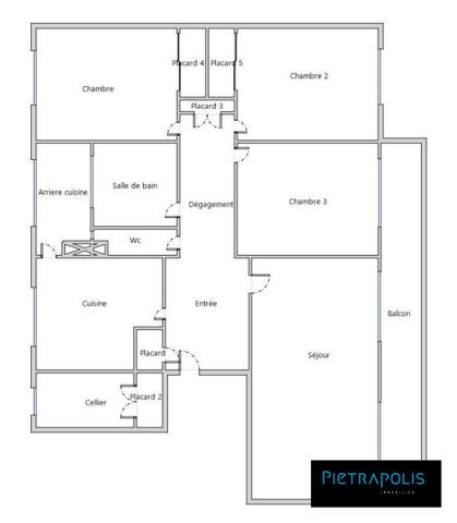 T4 de 82m2 - traversant - balcon - 3ème étage - stationnement privatif