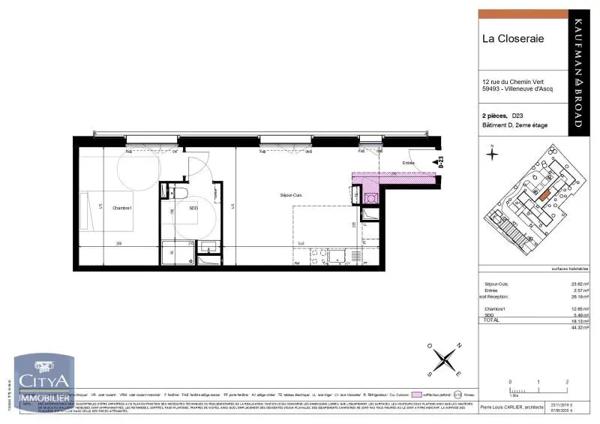 Appartement à louer 2 pièces 44.32m²