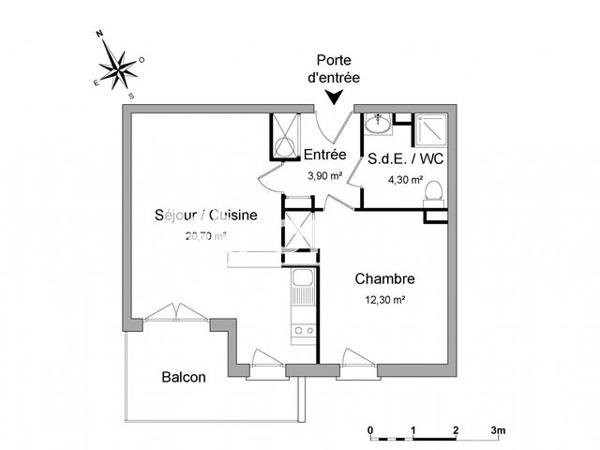 Location Appartement 2 pièces 41.2 m² - 2 RUE COLETTE BESSON Roquettes 31120