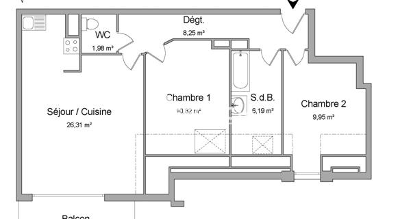 Location Appartement 3 pièces 63.5 m² - Bihorel 76420