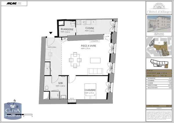 Appartement à louer 2 pièces 61.7m² Chambéry (73000)