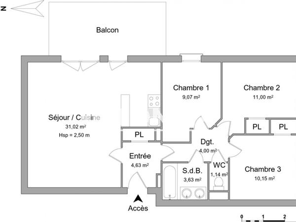 Location Appartement 4 pièces 74.64 m² - 7 IMPASSE D'OSSAU Lons 64140
