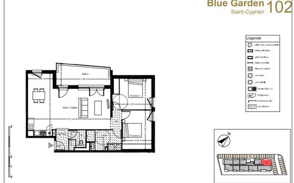 Appartement à vendre    2 pièces • 76,30 m2 Saint-Cyprien