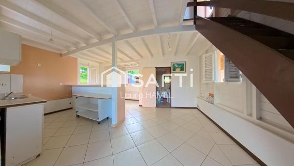 Maison T3, en bois, terrain plat, quartier calme.
