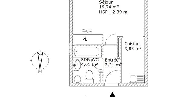 Location Studio 29.29 m² - Gonesse 95500