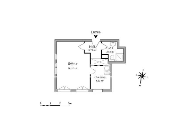 Location Studio 28.1 m² - 12/14/18/20/22 SQUARE ROBINSON Sceaux 92330