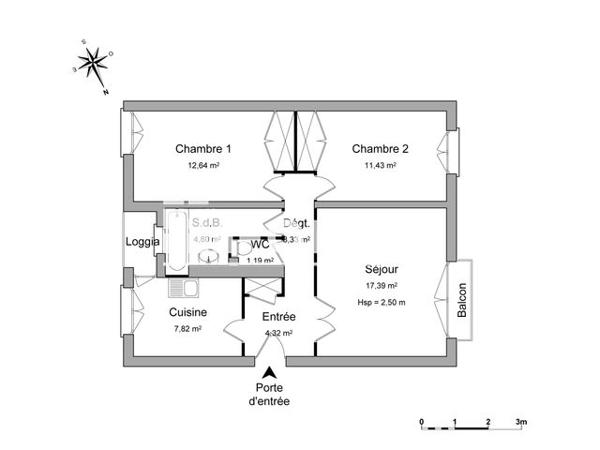 Location Appartement 3 pièces 63 m² - PLACE DE LA MAIRIE Pont Eveque 38780