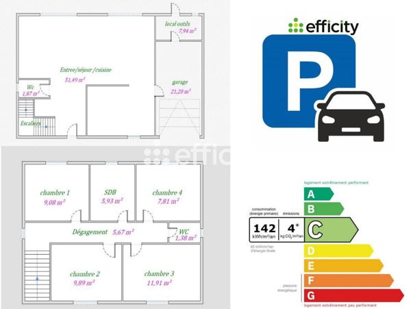 Maison 5 pièces - 110 m² Exclusivité efficity