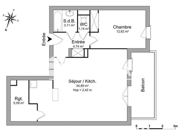 Location Appartement 2 pièces 61.59 m² - 7 TER RUE PAUL BEME Le Passage 47520