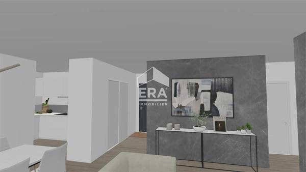 Maison de plain-pied, toit plat, 2 chambres 76.40 m2, carport, terrasse sur terrain 350 m2