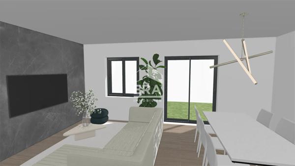 Maison de plain-pied, toit plat, 2 chambres 76.40 m2, carport, terrasse sur terrain 350 m2