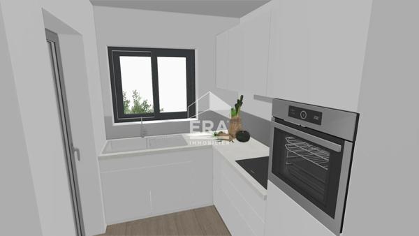 Maison de plain-pied, toit plat, 2 chambres 76.40 m2, carport, terrasse sur terrain 350 m2