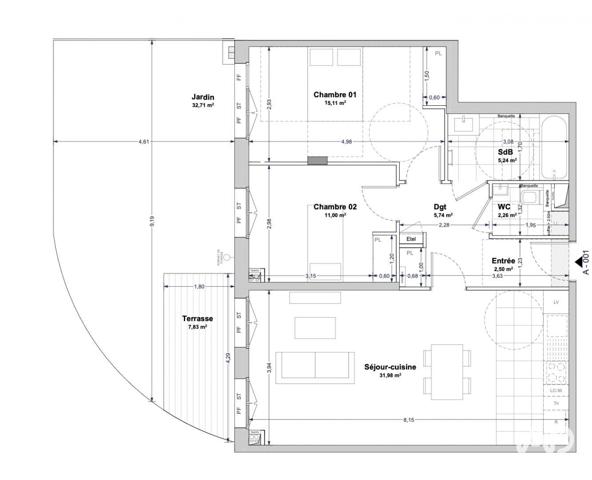 Appartement à vendre 3 pièces 73 m² La Rochelle