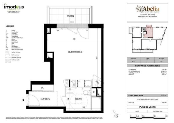 Appartement 1 pièce                                        - 44800 Saint-Herblain Réf : 12186