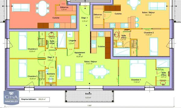 Appartement à vendre 4 pièces 88m²