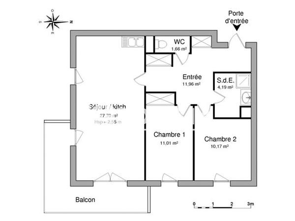 Location Appartement 3 pièces 66.69 m² - 2 RUE DU GENERAL WALKER Chartres 28000