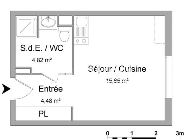 Location Studio 24.95 m² - 1BIS RUE DE LA ROBERTSAU Schiltigheim 67300