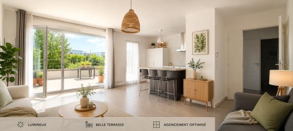T2 en rez-de-chaussée avec terrasse T2 en rez-de-chaussée avec terrasse de 28 m², garage fermé et parking extérieur – Belle exposition Sud-Est