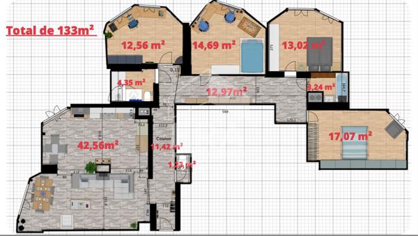 Appartement Dunkerque La Citadelle 130m2 4 chambres et un bureau