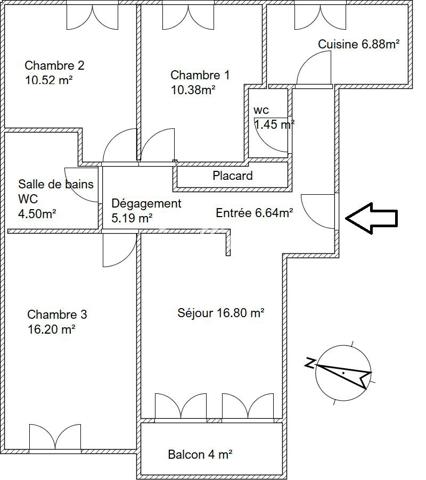 Appartement 4 pièces - 79 m² Exclusivité efficity