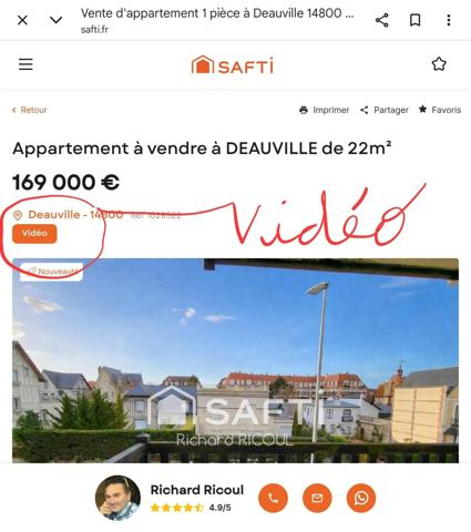 Studio 22m² - Deauville - Plage à 200m - Au calme - Balcon