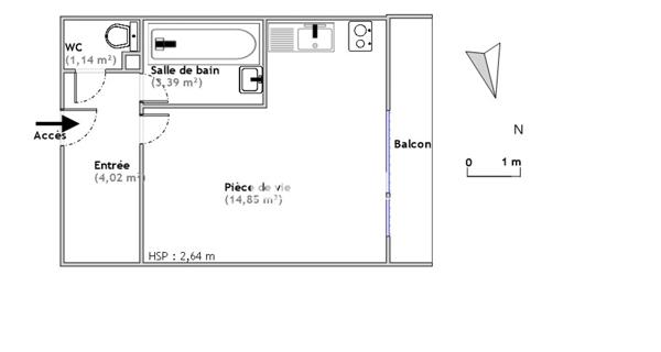 Location Studio 23.4 m² - Thionville 57100