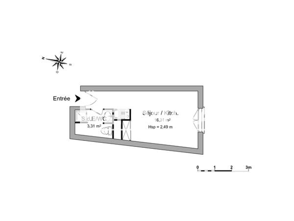Location Studio 19.52 m² - 42/44 RUE MARC SANGNIER Talence 33400