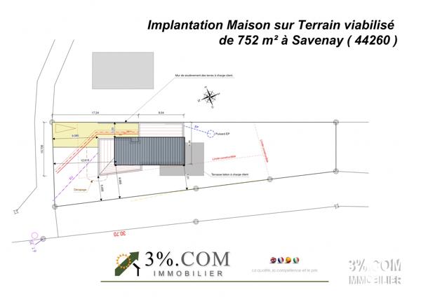 Terrain Constructible VIABILISÉ de 752 m² Savenay (44260)