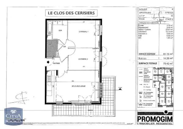 Appartement à louer 3 pièces 61.13m²