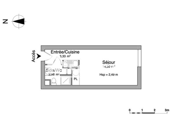 Location Studio 20.61 m² - 251 RUE DE SUZON Talence 33400
