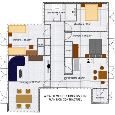 Appartement 4 pièces - 90 m² Exclusivité efficity