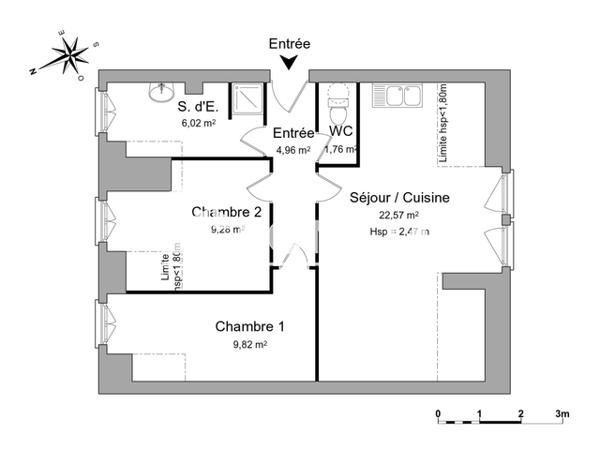 Location Appartement 3 pièces 54.41 m² - 2 RUE DE KERLOUANO Lorient 56100