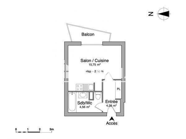 Location Studio meublé 24.61 m² - RESIDENCE COTE JARDIN - 30 RUE DE DOMPIERRE La Rochelle 17000