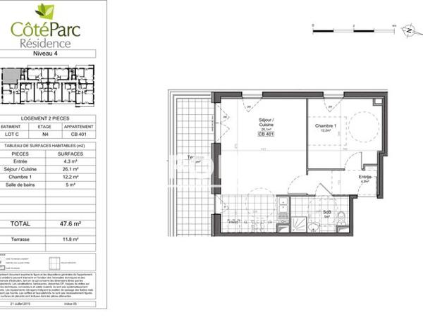 Location Appartement 2 pièces 47.6 m² - 67 AVENUE JEAN PORTALIS Tours 37200
