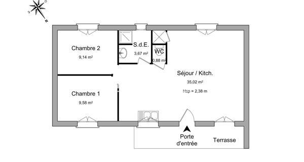 Location Maison 3 pièces 57.21 m² - Vienne 38200