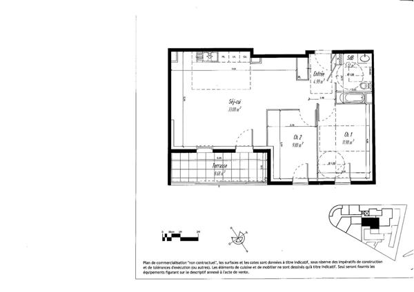 DERNIER ETAGE APPARTEMENT T3 LUMINEUX