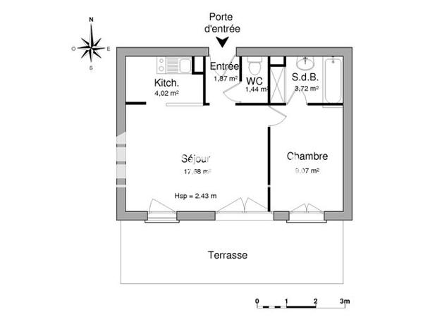 Location Appartement 2 pièces 37.8 m² - 57 RUE PERMENTADE Bordeaux 33000