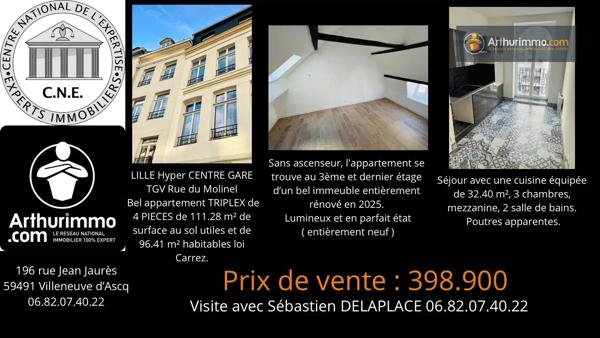 Vente                                                      Appartement
                        
                     4 pièces                      111 m2                     à Lille