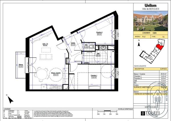 APPARTEMENTS 2, 3 ET 4 PICES NEUFS + BALCON AU COEUR DE BERGUES