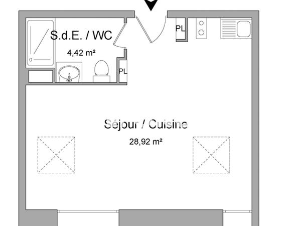 Location Studio 33.34 m² - 66 RUE NOTRE DAME Saint Brieuc 22000