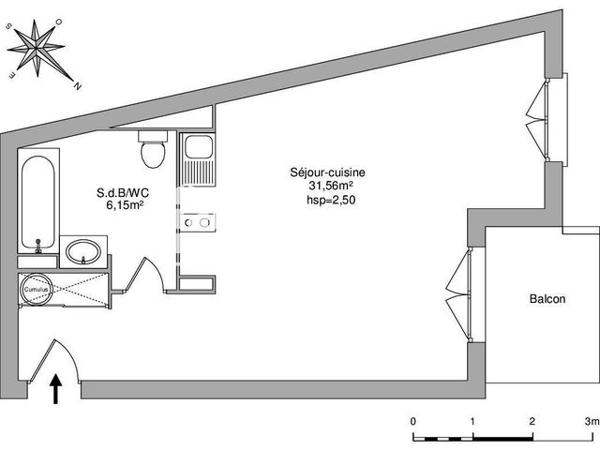 Location Studio 37.71 m² - 16 BOULEVARD MARECHAL LECLERC Grasse 06130