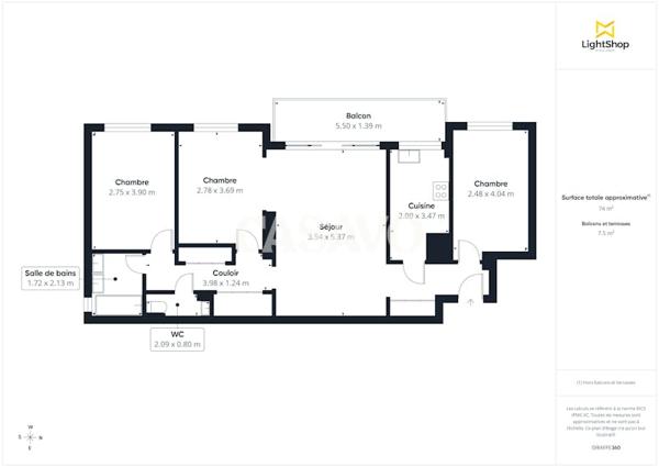 Vente Appartement 4 pièces de 75m² - 92210 Saint-Cloud