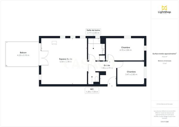 Vente Appartement 3 pièces de 71m² - 33440 Ambarès-et-Lagrave
