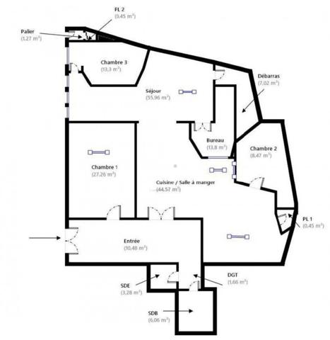 Appartement 194 m² avec jardin privatif  Idéal habitation ou activité professionnelle.