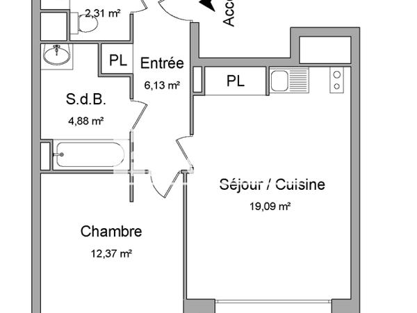 Location Appartement 2 pièces 44.78 m² - 225 AVENUE DE CASTRES Toulouse 31500