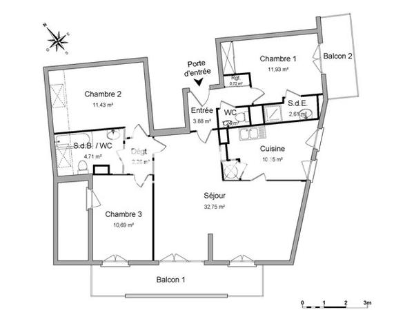 Location Appartement 4 pièces 92.1 m² - 20 A RUE SAINT JACQUES Rouen 76000