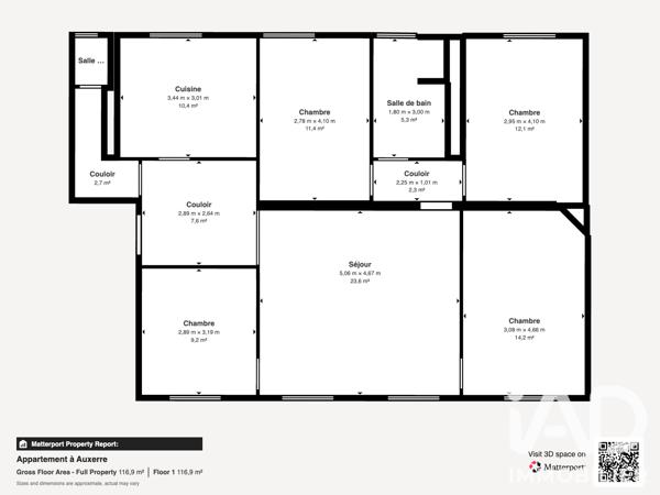 Appartement à vendre 5 pièces 100,25 m² Auxerre