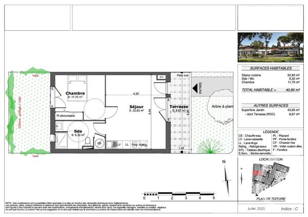 Appartement T2 à vendre  2 pièces - 40,85 m 2   SANGUINET  - 40