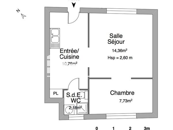 Location Appartement 2 pièces 35.03 m² - 2 AVENUE D'HAUSSEZ Voiron 38500