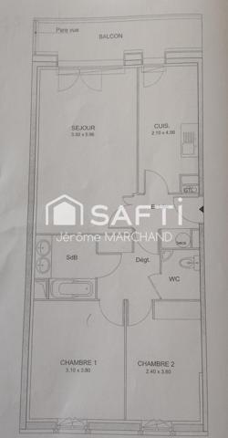 Appartement T3 65m² proche gare  + parking + cave + balcon